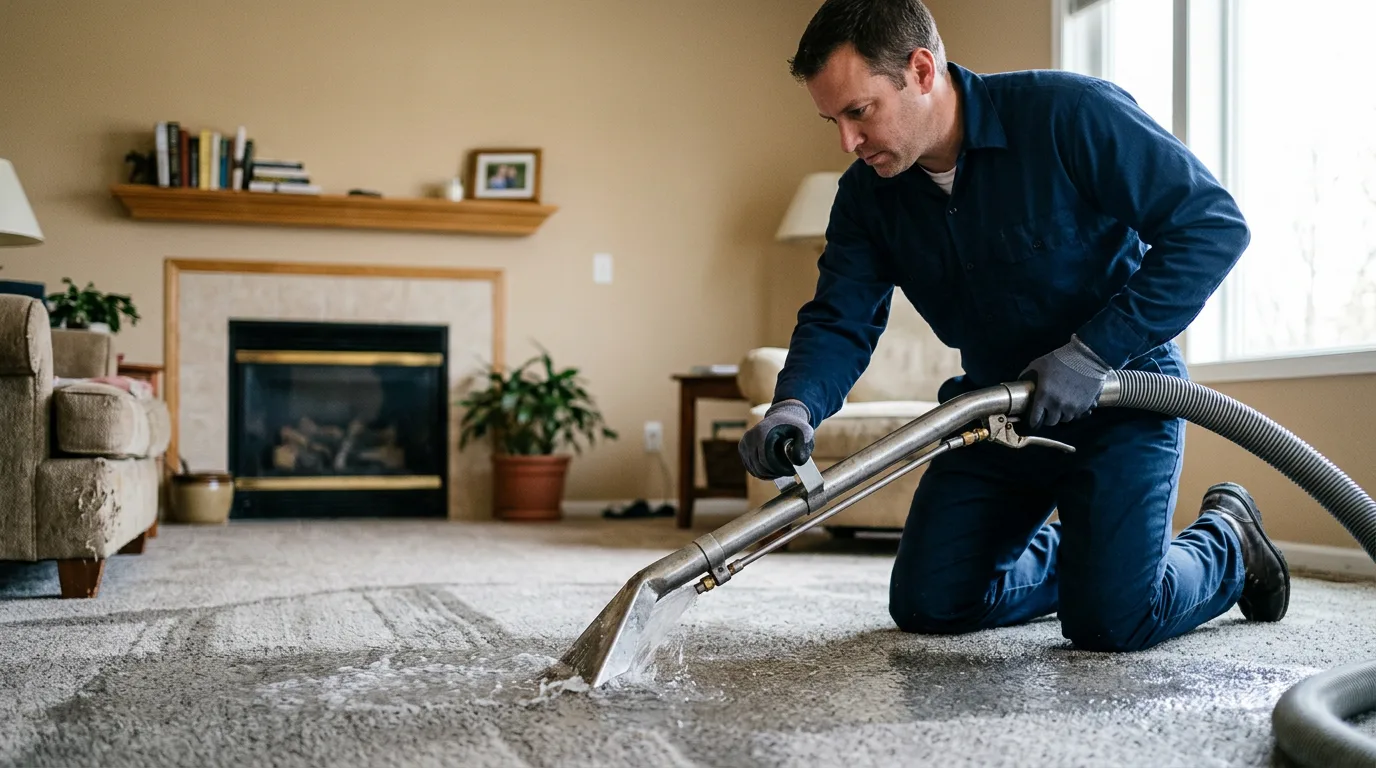 Water damage restoration technician working near Wood River, NE